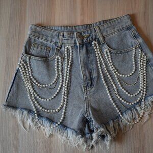 Pearl Drape Denim Short